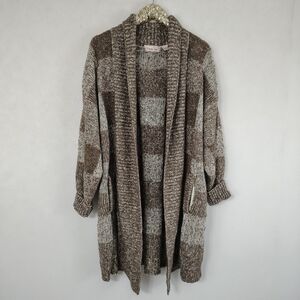 Vintage 80s 90s Penbrooke Brown Plaid Cardigan Sweater Plus Size Scandi Girl